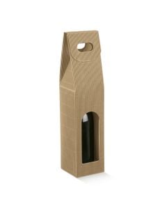 Boîte à bouteilles en carton ondulé avec poignée - 18 x 18 x 34 cm - Pour professionnels